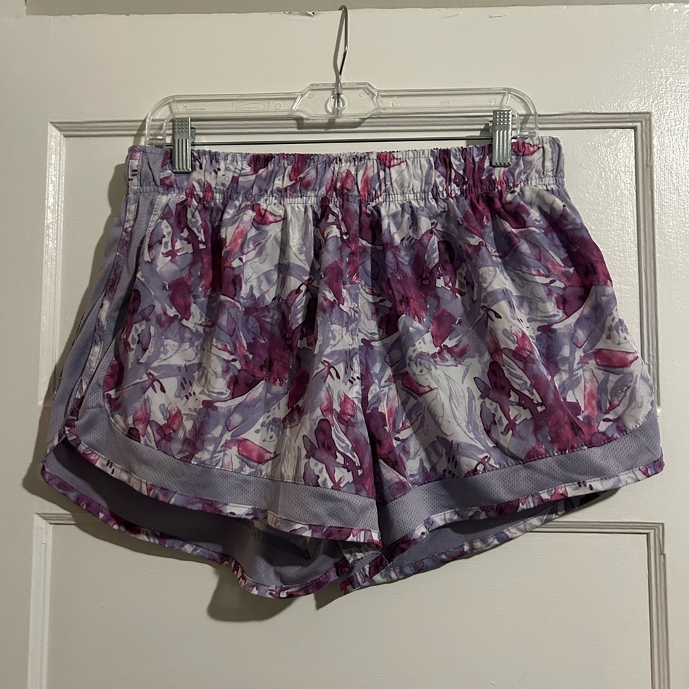 LEG3ND Purple and White Floral Athletic Shorts